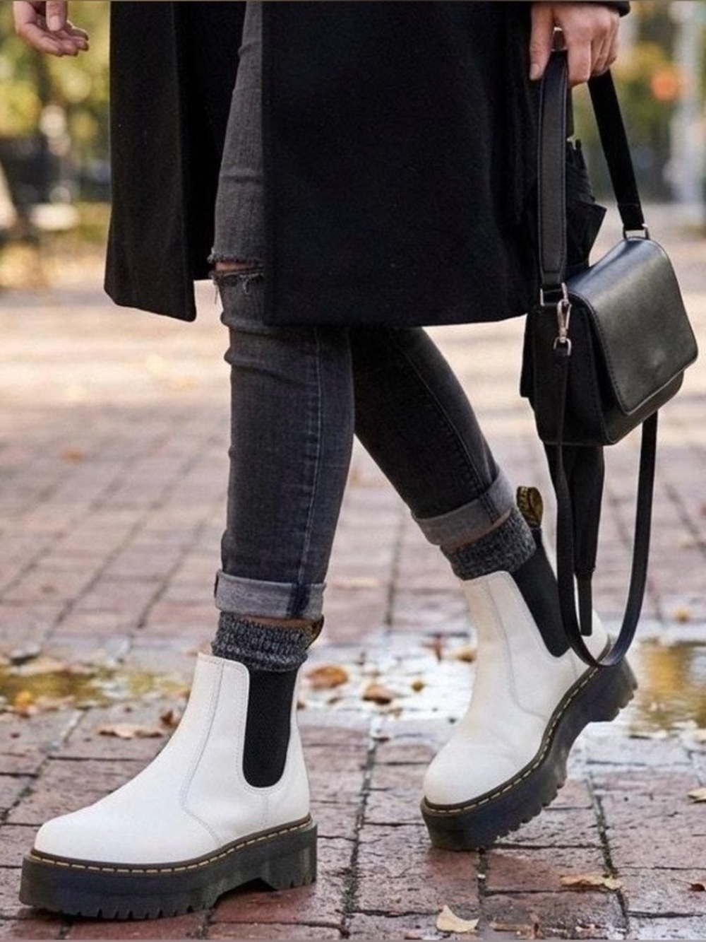 Dr. Martens 2976 Quad Platform Chelsea Boots - White Size US 7